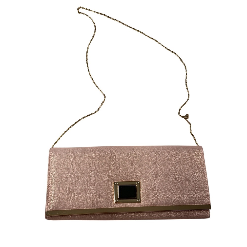 Unbranded Envelope Clutch Women OS Rose Gold Metallic Chain Strap